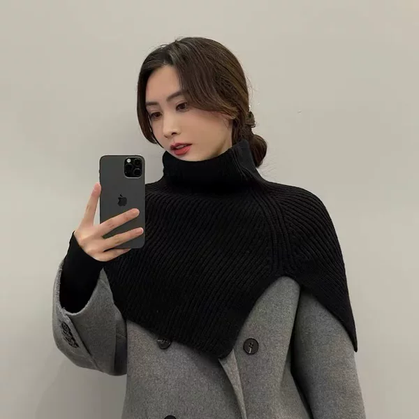Scarf for Women Winter New Fashion Outer Pullover Scarf for Women Pure Color Korean Style Versatile Neck Scarf Wool Knitted Shawl