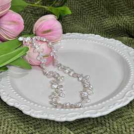 s925银诸暨淡水珍珠项链花瓣巴洛克4-8mm碎银子珍珠项链