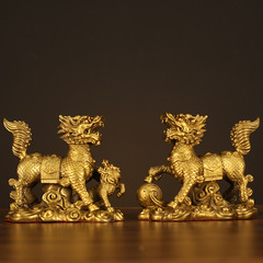 廠家批發戲珠麒麟單人雙人送子護寶麒麟一對擺件臥室客廳辦公室