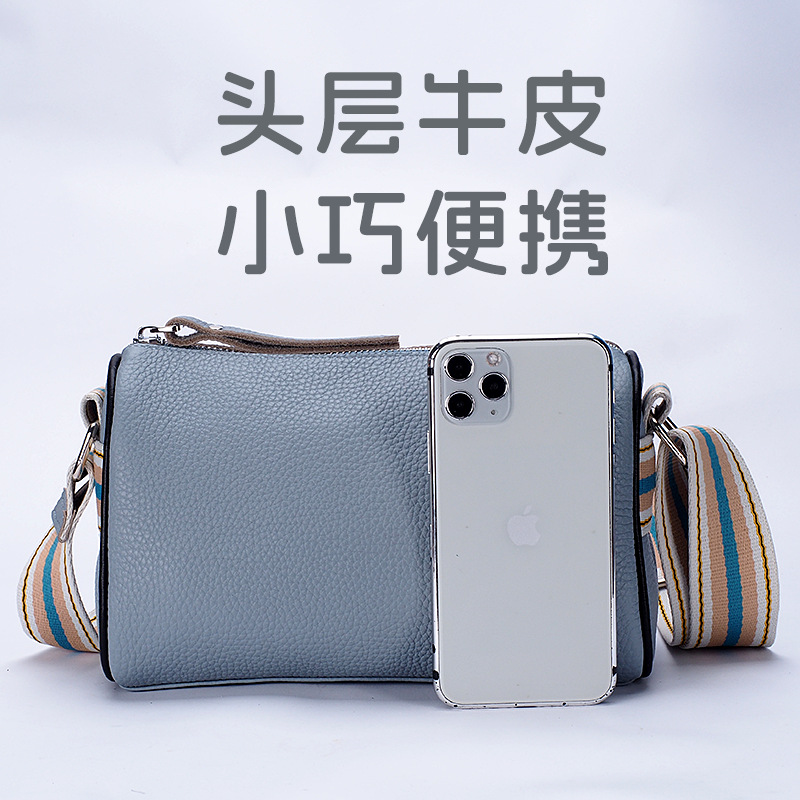 Nuevo bolso cruzado de cuero genuino para mujer, bolso tipo almohada de alta gama, moderno, versátil y a la moda, bolso de hombro informal de nicho de cuero de vaca
