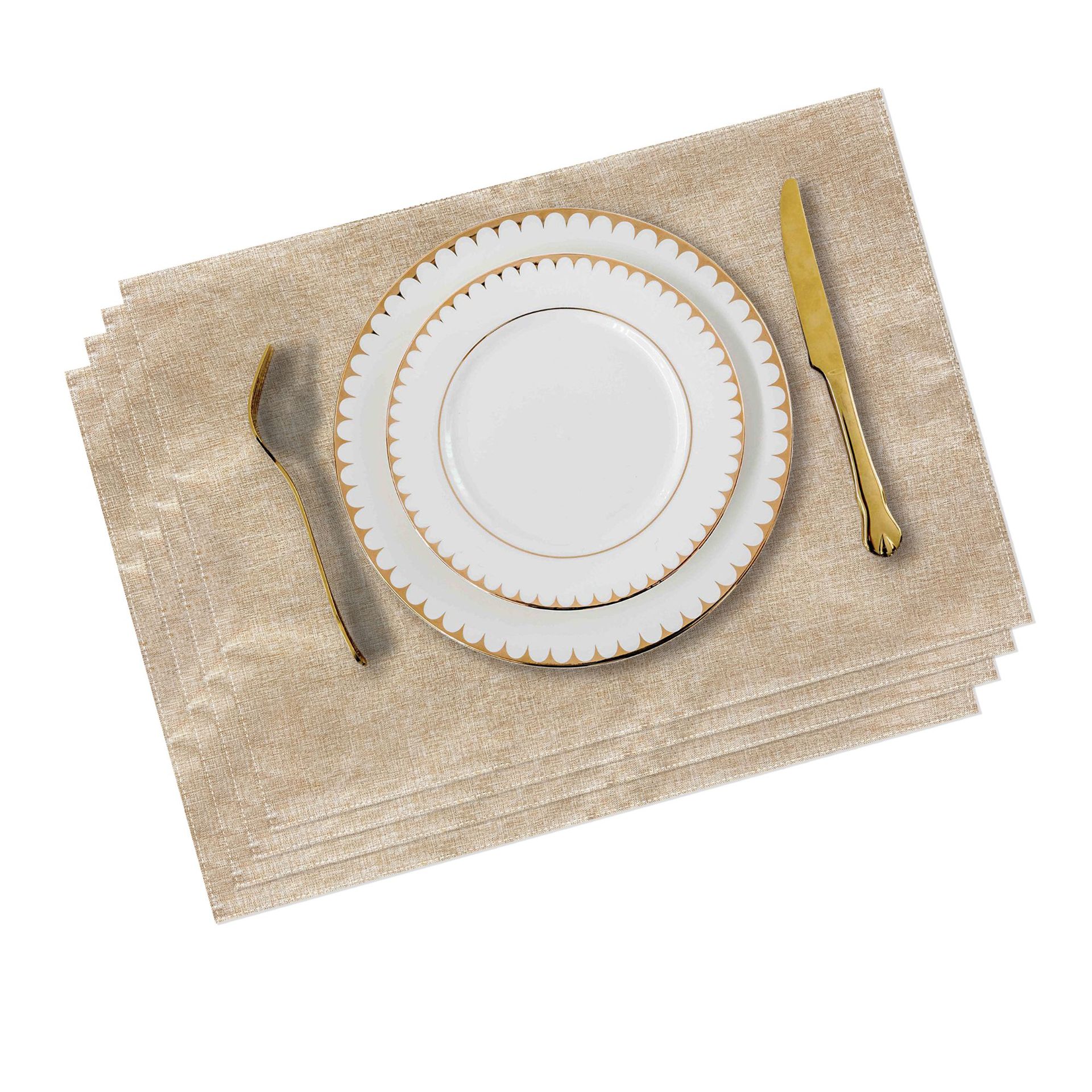 Cojín de lino de doble capa cojín de mesa de tela de color sólido lavable anti-deslizante aislamiento térmico cojín de taza cojín de mesa de aislamiento térmico