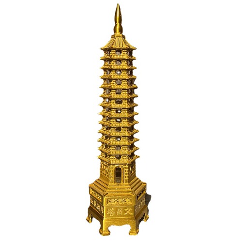 Pure copper Wenchang Tower ornaments 13 layers 13 layers brass all copper Wenchang Tower desk office desk with words on six sides