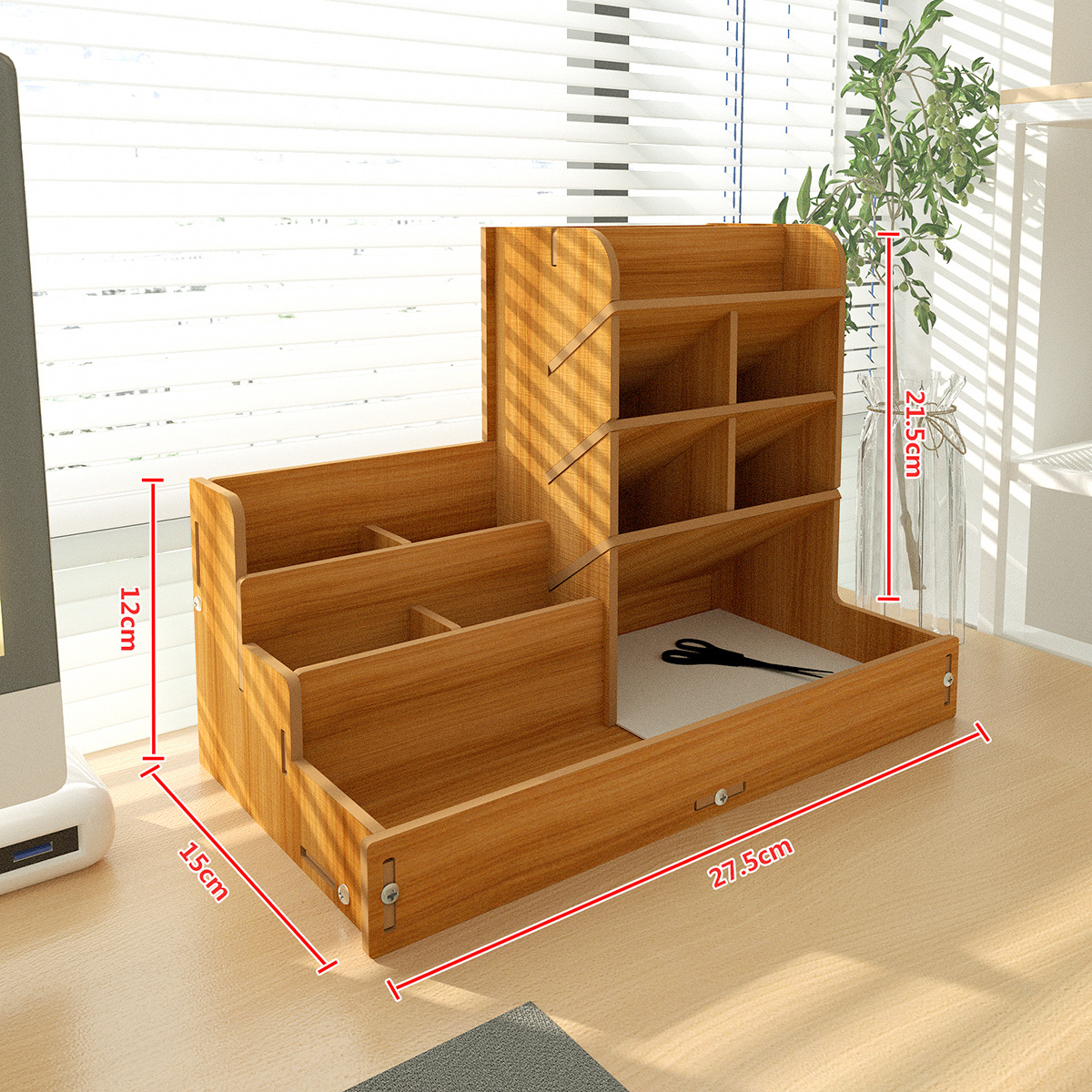 Caja de almacenamiento de escritorio estilo europeo, portalápices, artículos de papelería, caja de almacenamiento integrada para escritorio de oficina, caja de madera creativa para control remoto, venta al por mayor