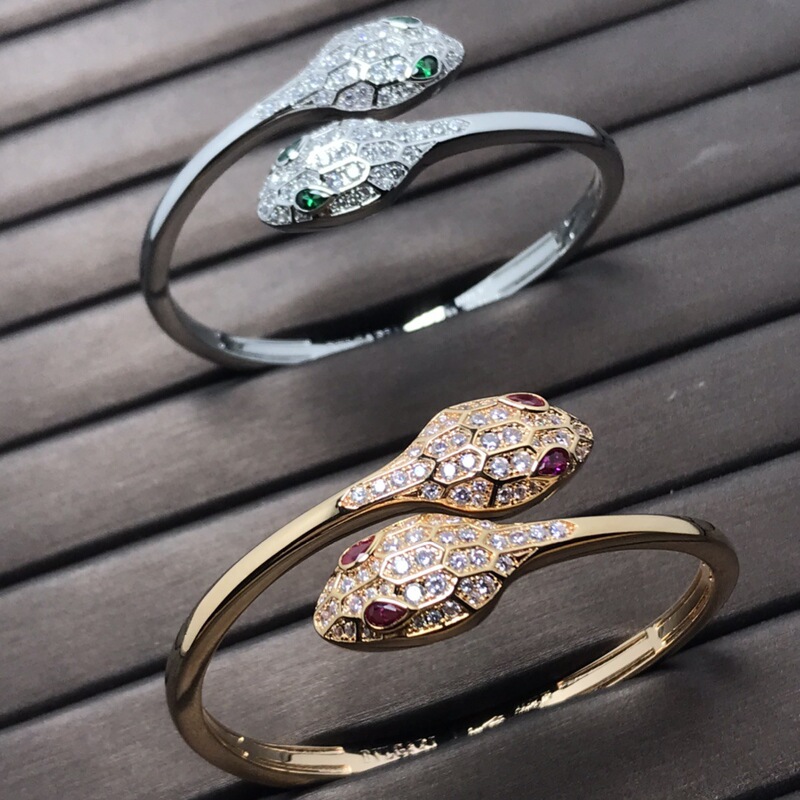 Seiko Edition V Jinbaojia Double-Headed Snake Open Snake-Shaped Snake Bone Bracelet Women's Fashion Easiest for Match High-End Design Bracelet