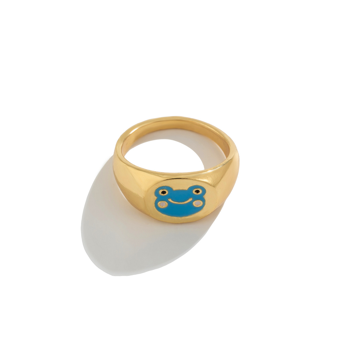 Anneau de grenouille brillant minimaliste personnalisé avec ouverture d'animal dégoulinant d'huile avec anneau de grenouille brillant à la mode et réglable pour accessoires_voghion.com