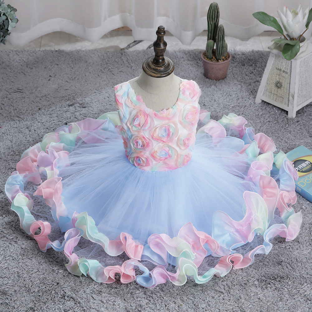 thumbnail image 3 of Vestido de niña, vestido de pastel colorido, vestido hinchado, vestido de niña, vestido de princesa, 3 of 6