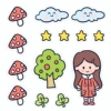 Single sticker-cloud girl