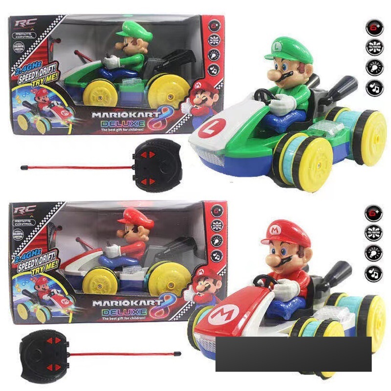 Children's Stunt Car with Lights and Music, 2.4g Four-Way Mario Remote Control Car, Four-Wheel Drive Kart Racing Drift Toy Car Children's Stunt Car with Lights and Music, 2.4g Four-Way Mario Remote Control Car, Four-Wheel Drive Kart Racing Drift Toy Car