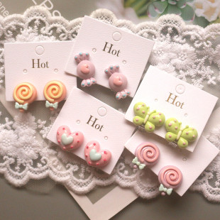 New cute cartoon resin shape children ear clip fake earrings eardrops without piercing children Girl ear hook earrings