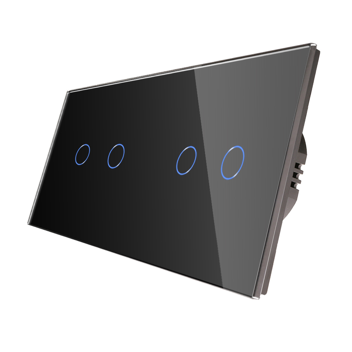 黑色2G2G触摸开关玻璃平板德式开关带接地俄罗斯
