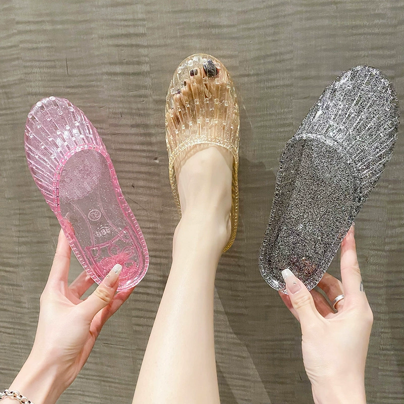 Летние новые прозрачные плоские подошвы холодные тапочки