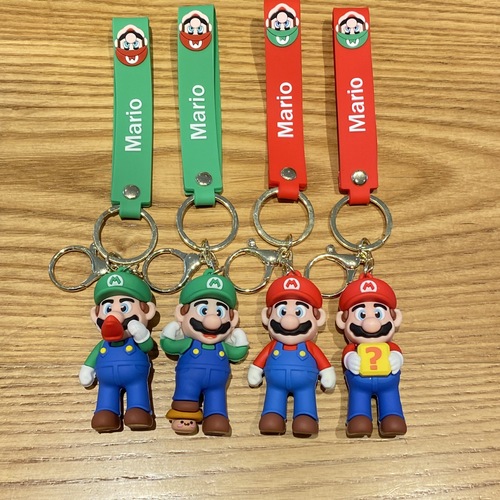 Super Mario Cartoon Keychain Mario 3D Doll School Bag Pendant Car Keychain Boys Small Gift