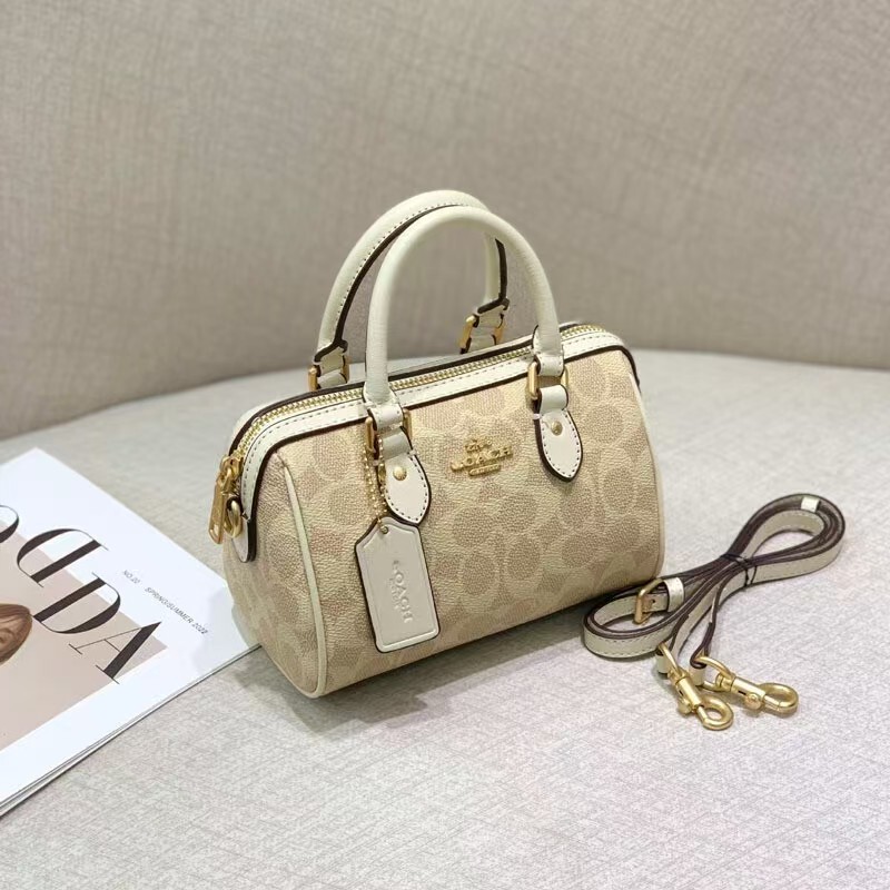 Coach New Rowan Boston Handbag Vintage Monogram Mini Fashion Shoulder Crossbody Women's Bag Coach New Rowan Boston Handbag Vintage Monogram Mini Fashion Shoulder Crossbody Women's Bag