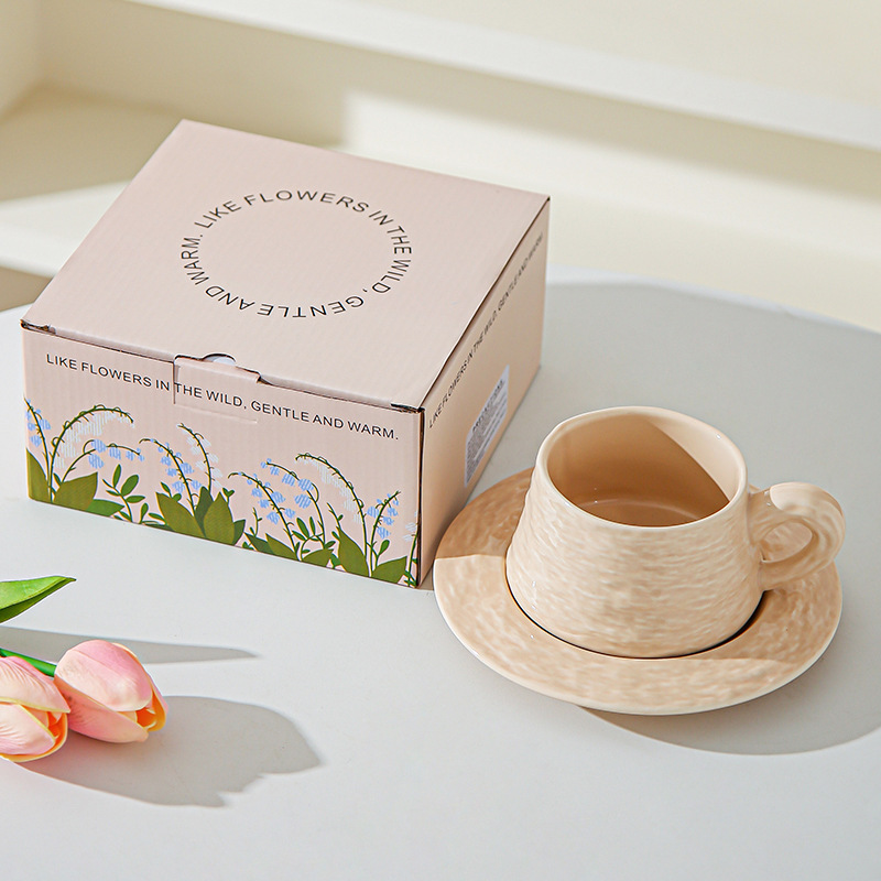 Tazas de café de cerámica de piedra de alta calidad, platos de oficina, tazas de café lujosas, copas de desayuno, regalo de mano.