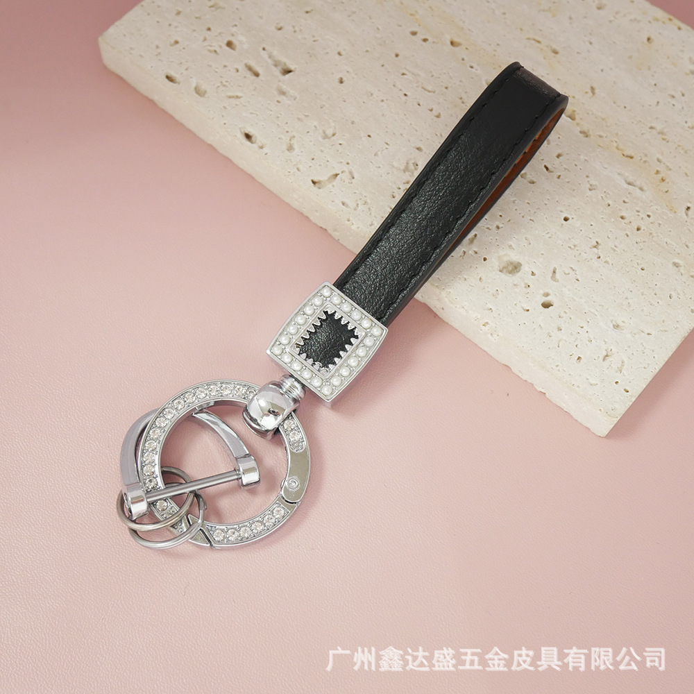 Nuevo anillo hebilla herradura hebilla brillante microfibra cuero coche llavero moda llavero cintura colgante regalo al por mayor