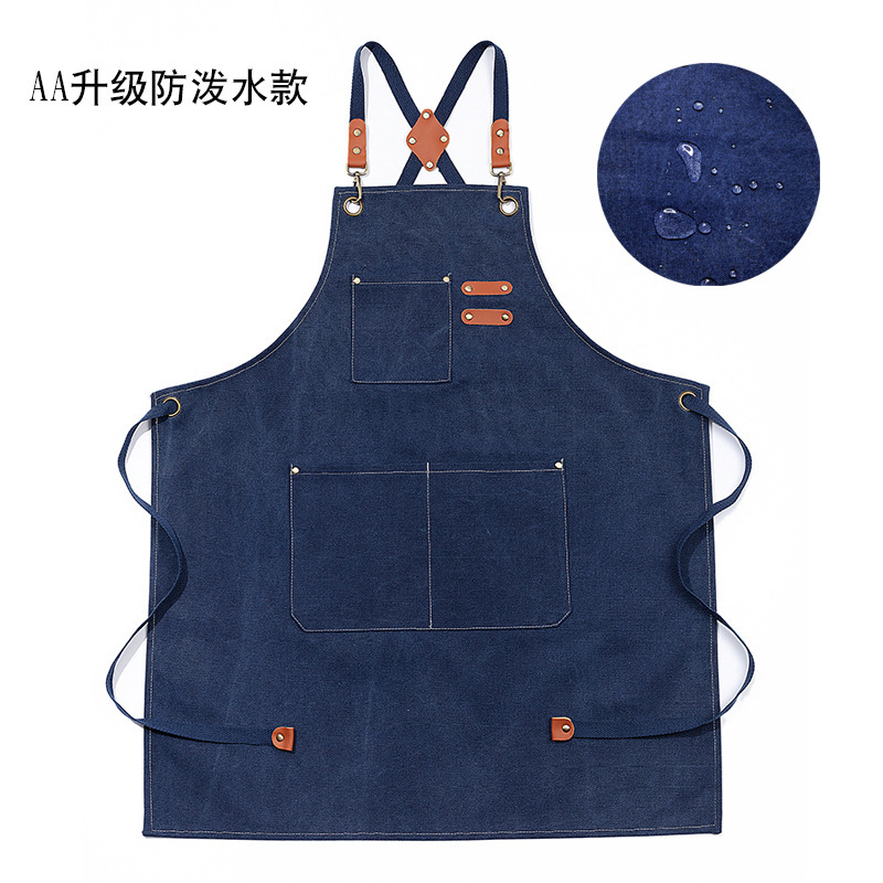 Algodón grueso delantal de lona de comercio exterior denim transfronterizo cocina doméstica tienda de té de leche delantal de ropa de trabajo al por mayor