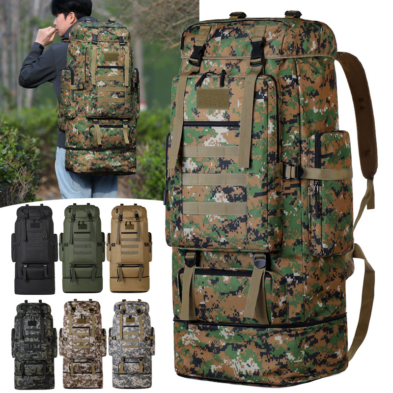 100L Large-Capacity Outdoor Sports Mountaineering Bag, Expandable and Height-Adjustable Travel Backpack, Camping Backpack for Men and Women