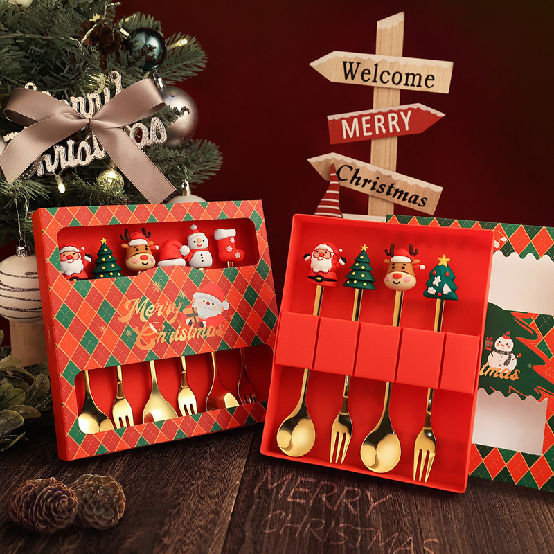 Cross-Border Christmas Spoon Set Creative Cartoon Doll Spoon and Fork Snowman Dessert Coffee Spoon Christmas Gift Tableware Cross-Border Christmas Spoon Set Creative Cartoon Doll Spoon and Fork Snowman Dessert Coffee Spoon Christmas Gift Tableware