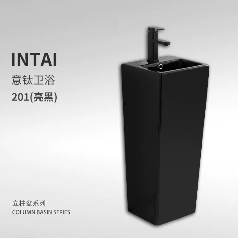 立柱盆阳台庭院户外洗手盆简约洗手台陶瓷一体柱盆洗手池洗脸盆