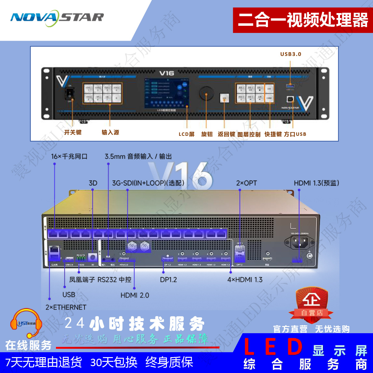 诺瓦V16【16网口 1040万像素】二合一视频处理器/ LED视频控制器