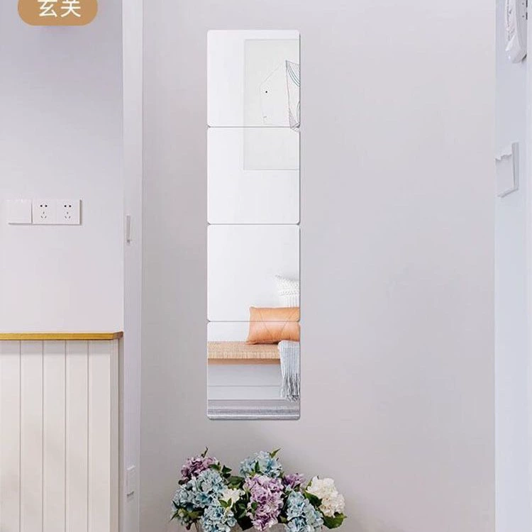 Acrylic self-adhesive mirror on wall for bedroom, mirror effect