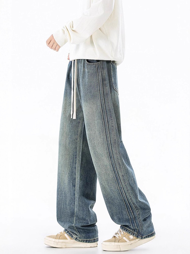 Dambonión| Primavera nuevos pantalones rectos de jeans elásticos para hombres, pantalones casuales de estilo americano para hombres