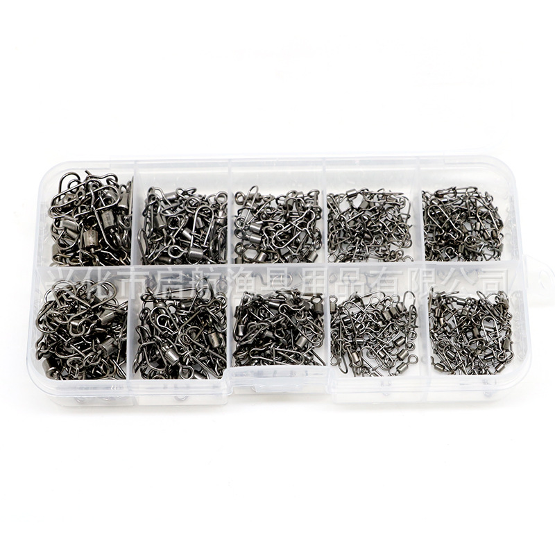 Juego de alfileres al por mayor de anillo giratorio americano 210 anillos en forma de ocho 8 vías de pesca en el mar conector rápido accesorios de aparejos de pesca