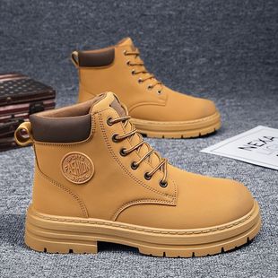 Motorcycle Boots for Men 2025 Autumn and Winter New High-Top British Style Work Boots Thick-Soled Non-Slip Wear-Resistant Rhubarb Boots for Men