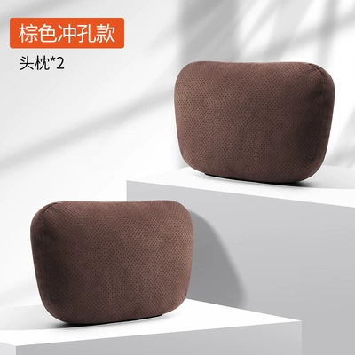 Headrest inner accessories - solid-color-suede-mocha-brown-punched-style-pair-of-headrests