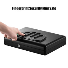 跨境批发手提密码指纹手枪盒保险箱车载办公防盗全钢迷你保险盒