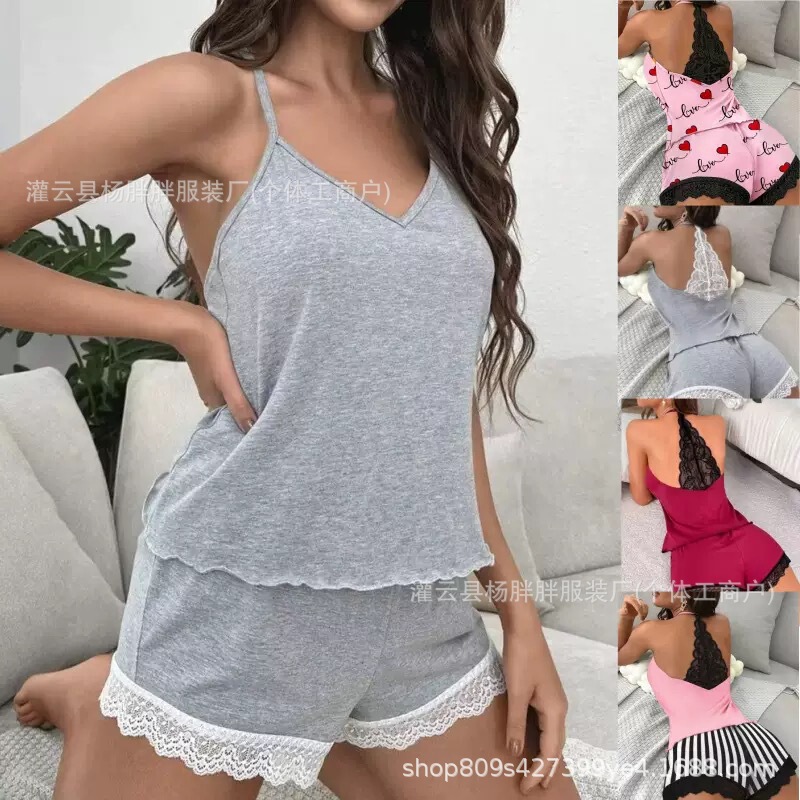 2026 Amazon Aliexpress European and American Style Pajamas for Women, Stylish Camisole and Shorts Set, Milk Silk Loungewear 2026 Amazon Aliexpress European and American Style Pajamas for Women, Stylish Camisole and Shorts Set, Milk Silk Loungewear