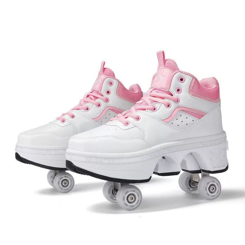 Детские Heelys для девочек, четырехколесные прогулочно-скользящие обувь для взрослых, автоматическое сжатие роликов для мужчин