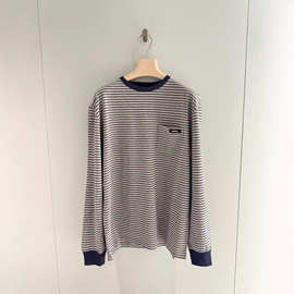 毒家正确版拒绝通货MU家新款条纹撞色长袖T恤OS宽松版型男女同款