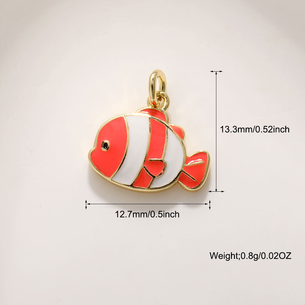 2g Weight Pendant Jewelry Making Type DIY Jewelry Accessories Classification 1 Piece Quantity Copper Material Starfish, Conch, Dolphin, Hippocampus, Fish Pattern All Seasons Season Enamel, Plating Design Cute, Marine Style Style 1 Piece Copper Starfish Conch Dolphin Pendant DIY Jewelry Accessories 22