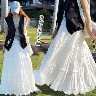 2025 Maternity Summer Ruched Patchwork A-Line Strapless Elastic Waist Pig Nose Button Adjustable Super Fairy Flared Half-Length Dress