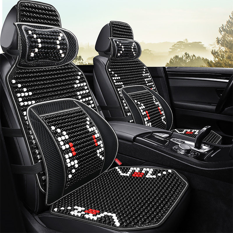 Universal – Summer Cooling Wood Seat cushion, seat cover - mysterious-black-square-pad-backrest-deluxe-version-selected-imported-wood-beads