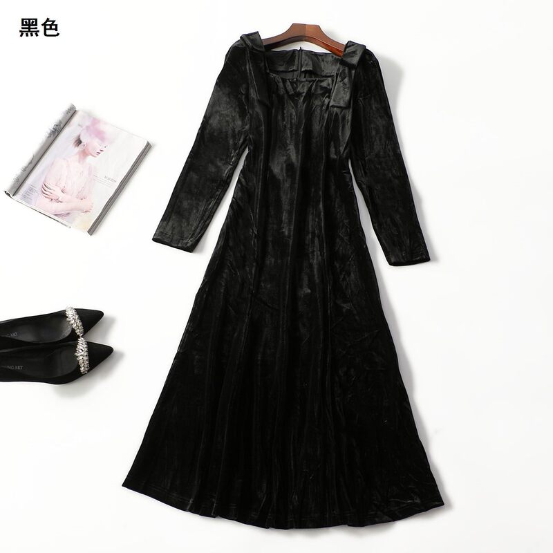 413062 Spring Long-Sleeve Extended-Length Dress Shenzhen Mingwei Wholesale Quality Women's Clothing Clearance Sale