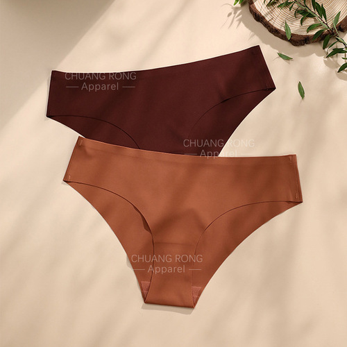 European and American seamless ice silk women's underwear low-waist pure cotton crotch briefs breathable sports quick-drying hem underwear wholesale