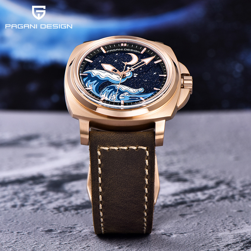 Reloj mecánico PAGANI hombre totalmente automático de luz nocturna moda personalidad impermeable reloj de cuero para hombres YS014