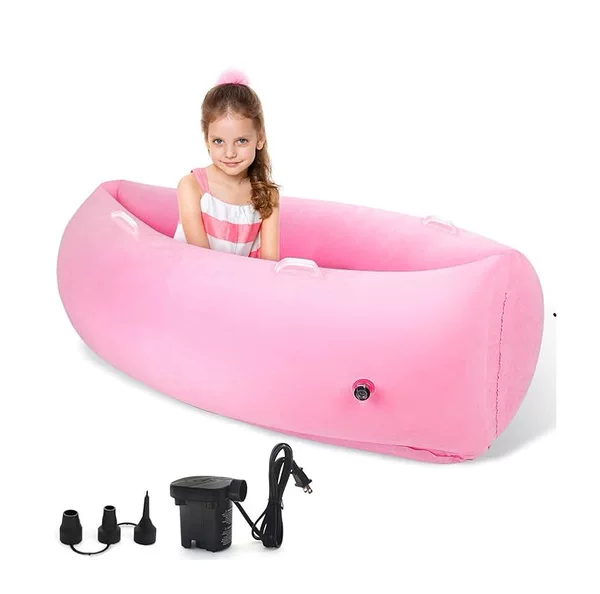 In-Stock Inflatable Bean Pod Lazy Sofa, Inflatable Velvet Pea Pod Cushion, Inflatable Lounge Chair, Inflatable Sofa