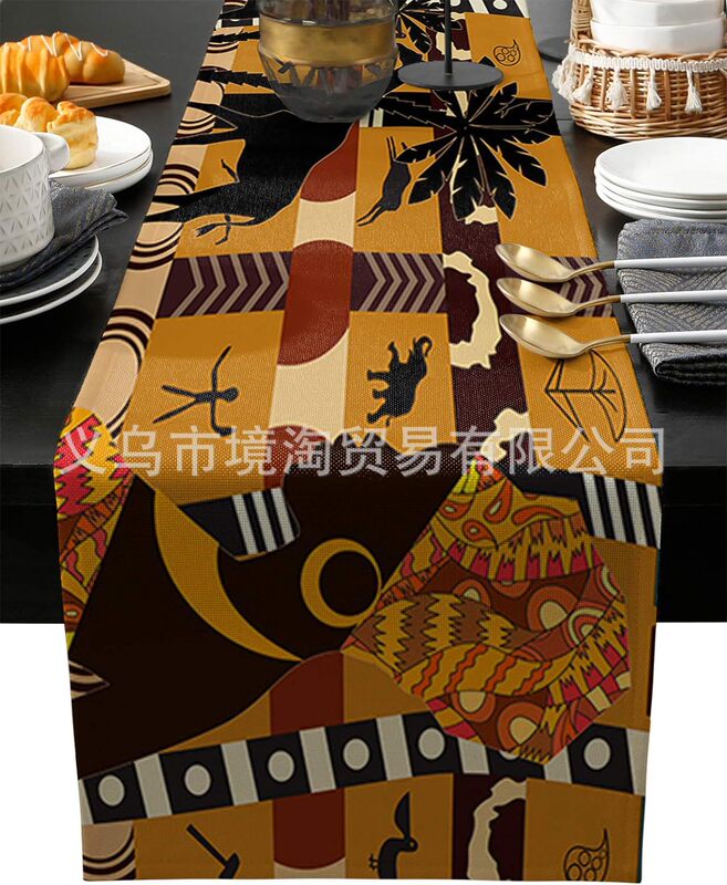 アマゾンの幾何学的な亜麻のストライプのテーブルの旗の現代のシンプルな白黒の格子のテーブルクロスの食事は家のテーブルクロスを敷きます。|undefined