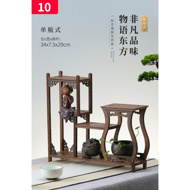 实木茶具架鸡翅木小博古架摆件 红木多宝格阁紫砂壶架子奇石底座|undefined