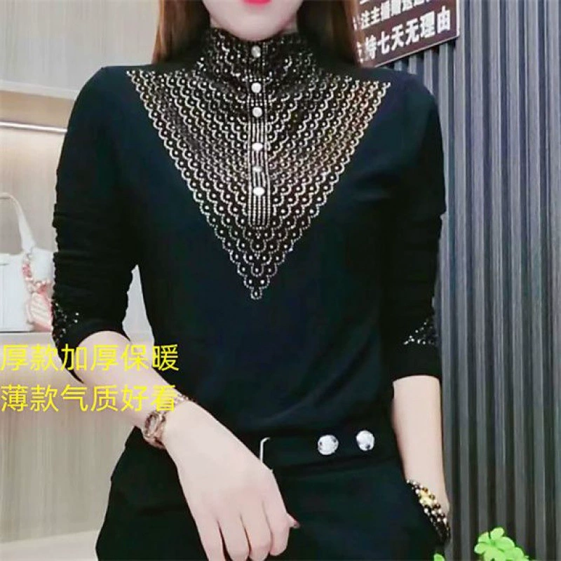 Толстая теплая нижняя рубашка женская новая осенняя и зимняя полувысокая воротник