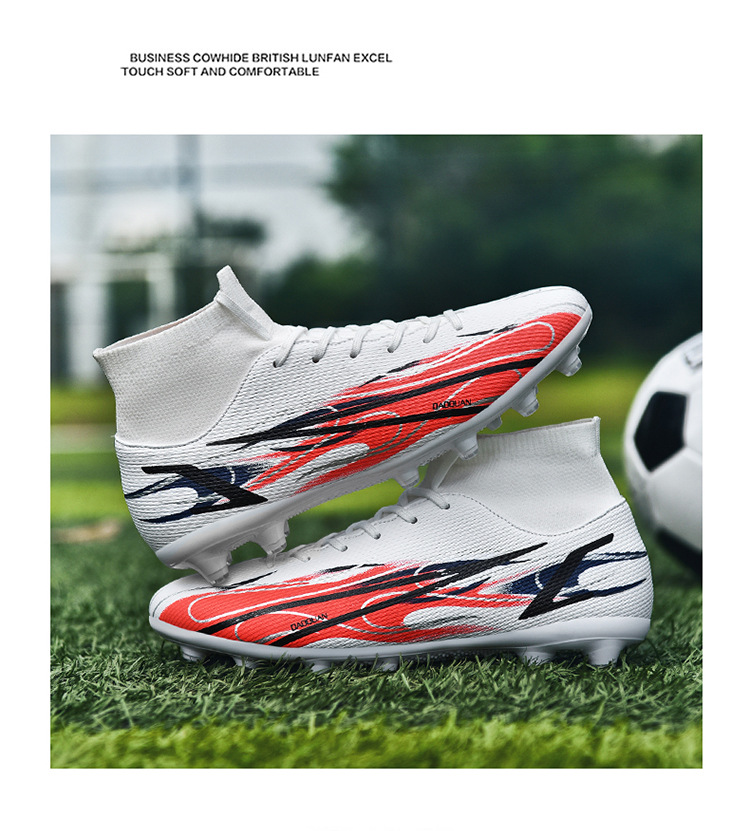 Scarpe da calcio alte transfrontaliere 46 di grandi dimensioni 47 AG unghie lunghe tf unghie rotte set di calzini da uomo e da donna_voghion.com