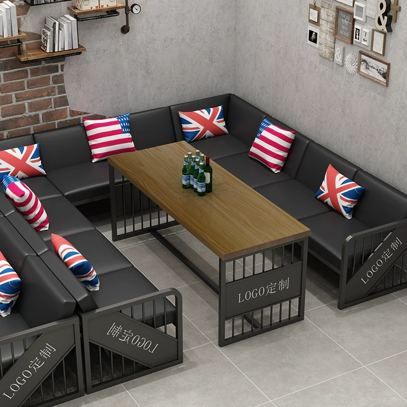 Индустриальный ветер диван кард стол и стулья комбинированный барбекю ресторан Qingbar музыкальный бар бар ретро обеденный стол