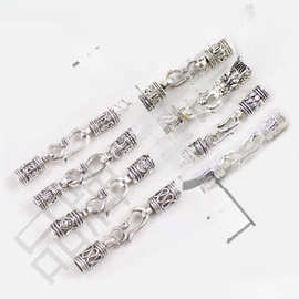 藏银扣子九乘迦叶金刚结手链尾扣头龙鳞绳s扣链接扣六字真言卡扣