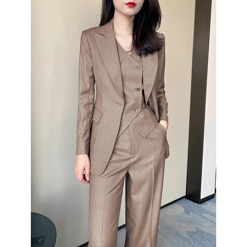 2026 Autumn and Winter New Products: Women's Slim-Fit Straight-Leg Pants Suit, Elegant Workwear Ol Suit, Vest Three-Piece Set