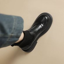 2025春夏新款复古马丁靴女英伦风小个子厚底弹力瘦瘦短靴粗跟法式