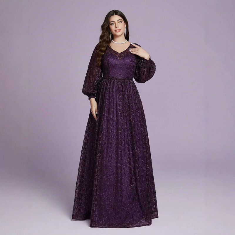 European and American High-End Niche Long-Sleeved Evening Dress New Style Birthday Party Sequined Dress Long Banquet Evening Dress for Women European and American High-End Niche Long-Sleeved Evening Dress New Style Birthday Party Sequined Dress Long Banquet Evening Dress for Women