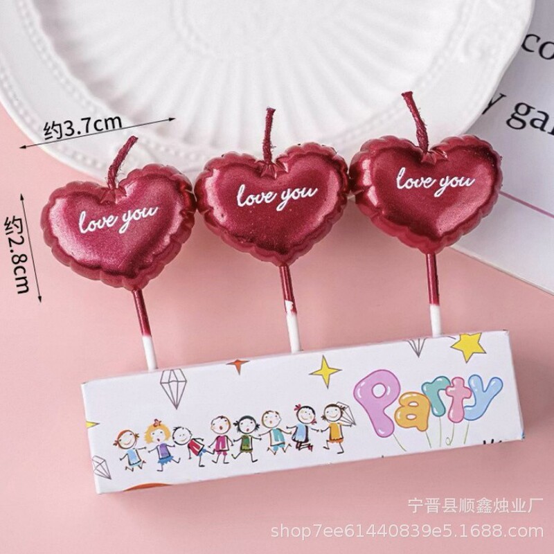 Valentine's Day Heart-Shaped Candles, Cake Decoration Ornaments, Heart-Shaped Leuo You I Love You Confession Candles
